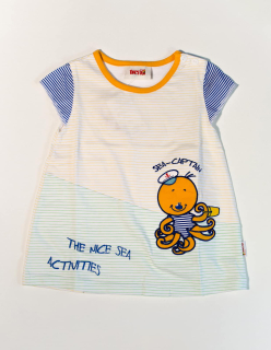 Dětské dlouhé triko / šaty Chobotnice - Modrá